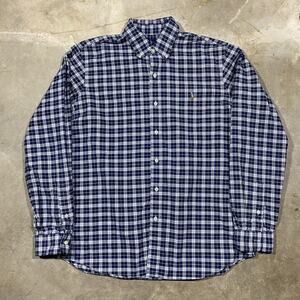 Ralph Lauren Classic Fit Blue Green Plaid Button Down Shirt Men’s Large